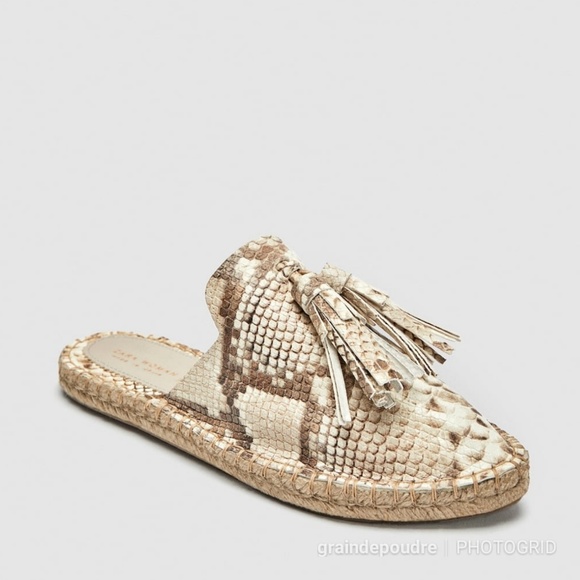 Zara Shoes - Zara Snakeskin Python Flat Leather Espadrille Mule 40 9